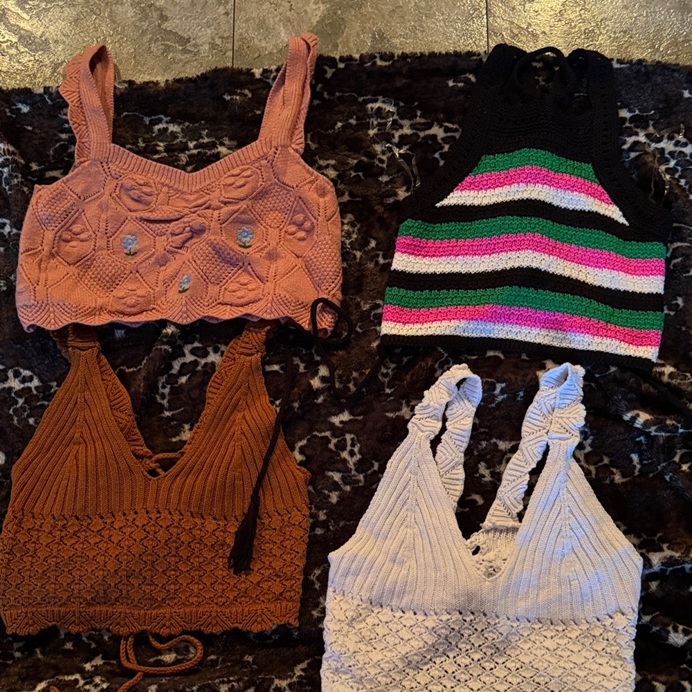 Set of Four Knit Crop Tops